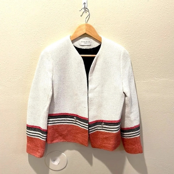 SANDRO Tweed Pattern Evening Jacket  EU 38 (US Women's Size 4-6) Medium - Picture 4 of 10